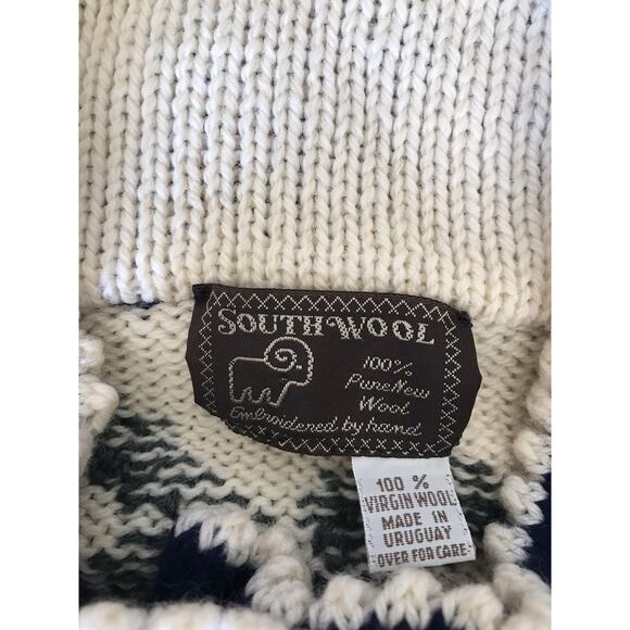 Vintage “South Wool” Womens Chunky Wool Button Up Sweater Floral C7 - Picture 4 of 5